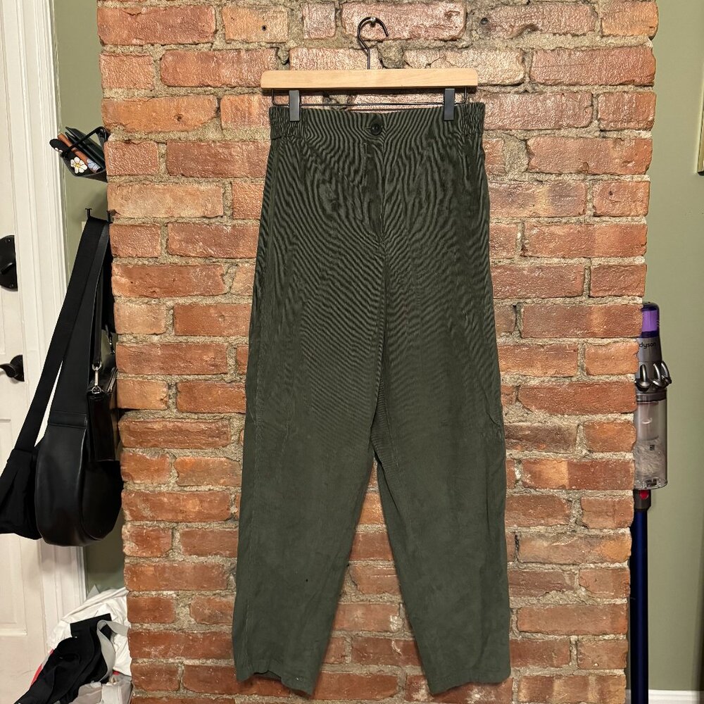 Cos Elastic Waist Green Corduroy Trouser